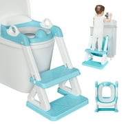 Babyomi Potty Step Stools, Toddler Toilet Seat with Ladder and Height Adjustable for Children's 12+Months, Blue-Green